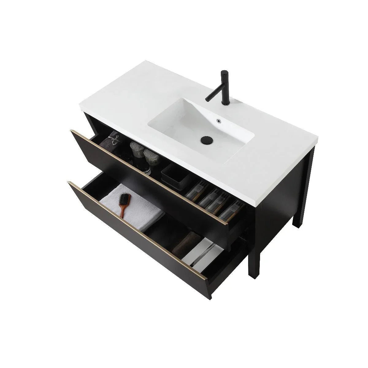 48" Black Freestanding Single Sink Bathroom Vanity with White Quartz Countertop-Migration_Bathroom Vanities-DECOROLALA