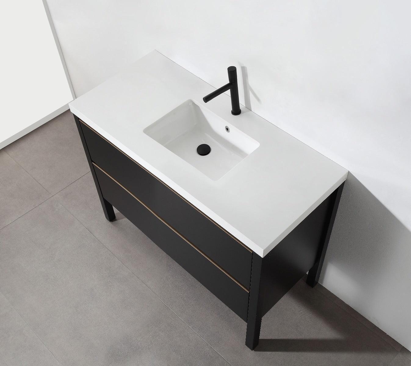 48" Black Freestanding Single Sink Bathroom Vanity with White Quartz Countertop-Migration_Bathroom Vanities-DECOROLALA