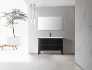 48" Black Freestanding Single Sink Bathroom Vanity with White Quartz Countertop-Migration_Bathroom Vanities-DECOROLALA