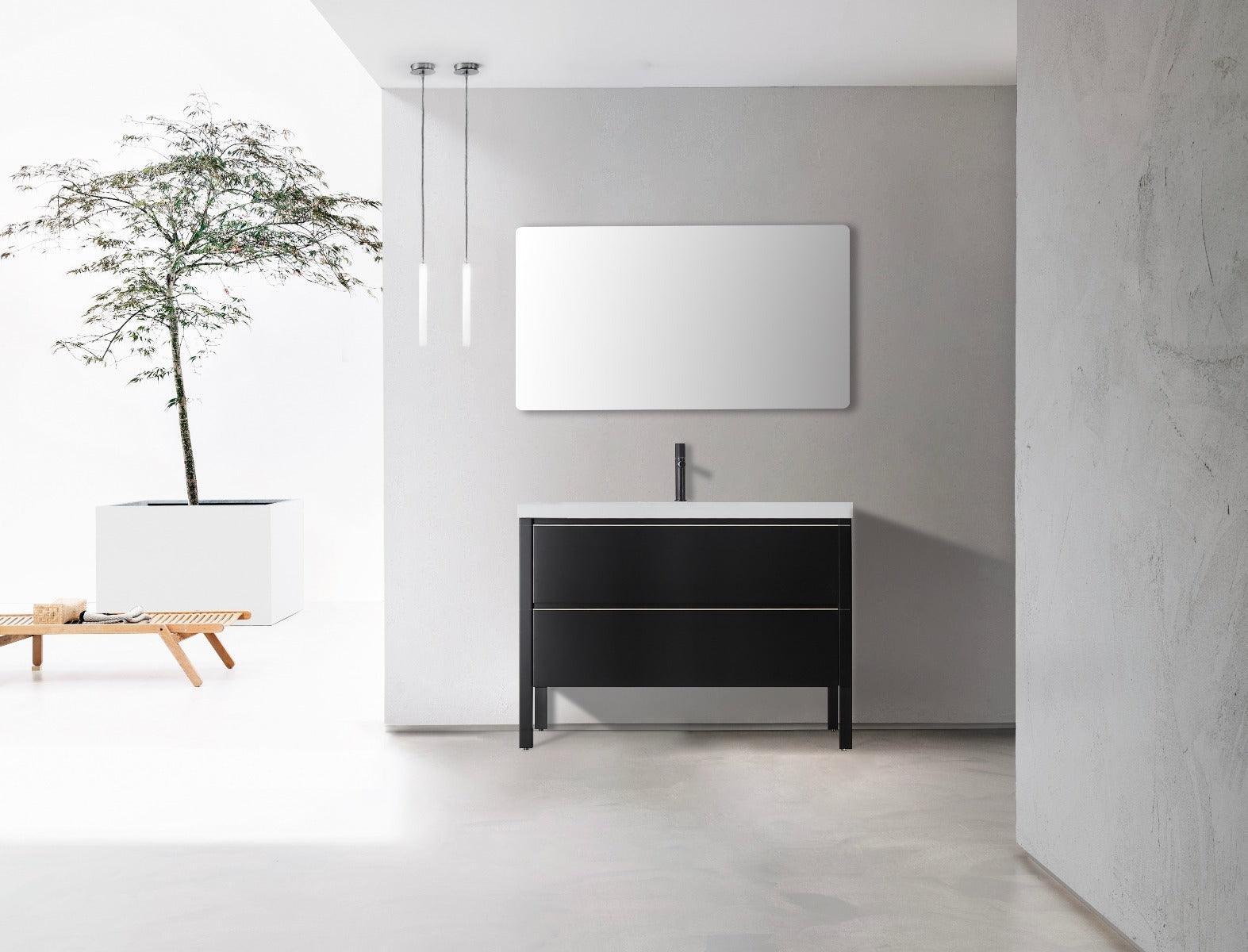 48" Black Freestanding Single Sink Bathroom Vanity with White Quartz Countertop-Migration_Bathroom Vanities-DECOROLALA