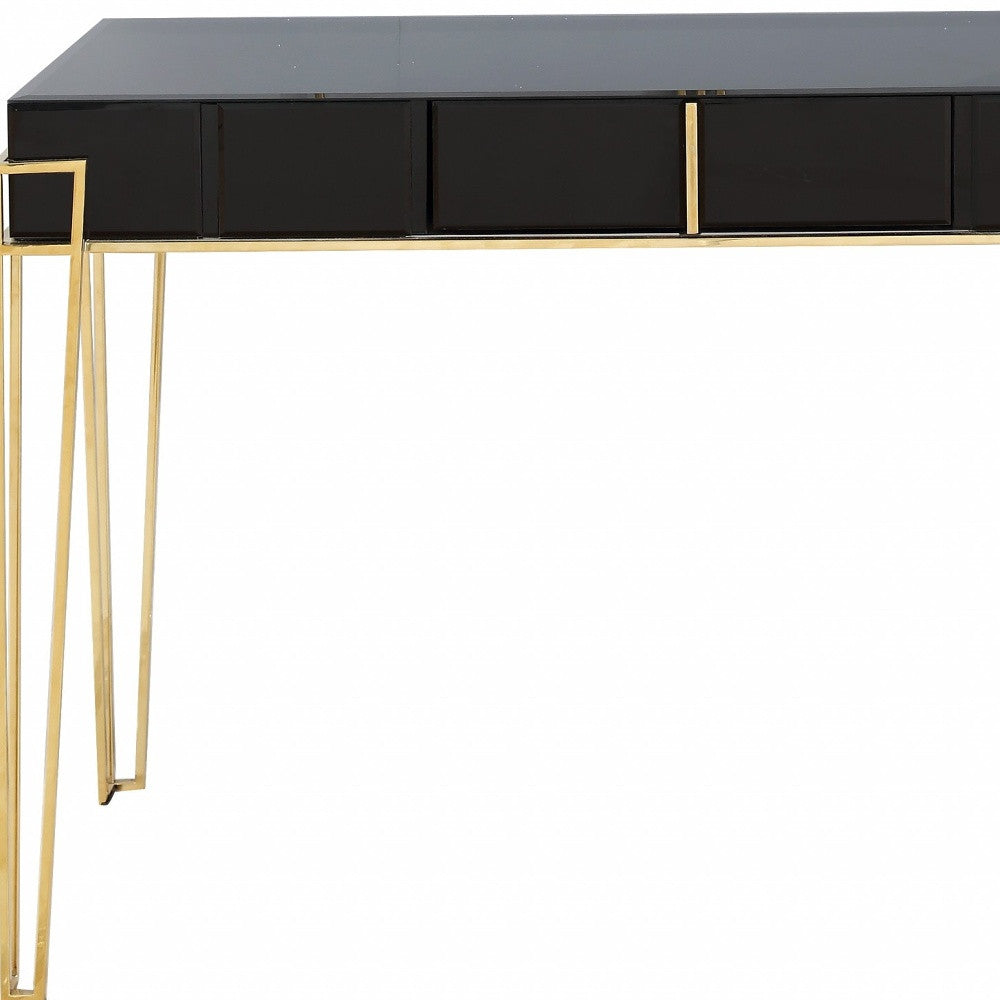 48" Black Mirrored Glass Console Table-Console Tables-DECOROLALA