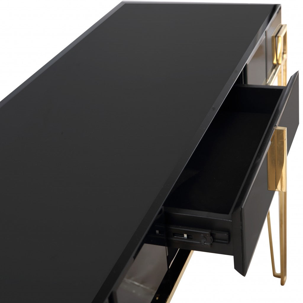 48" Black Mirrored Glass Console Table-Console Tables-DECOROLALA