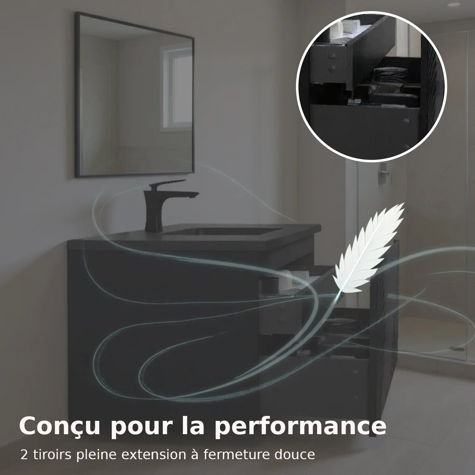 48" Black Wall Mount Bathroom Vanity with Black Engineered Quartz Countertop-Migration_Bathroom Vanities-DECOROLALA