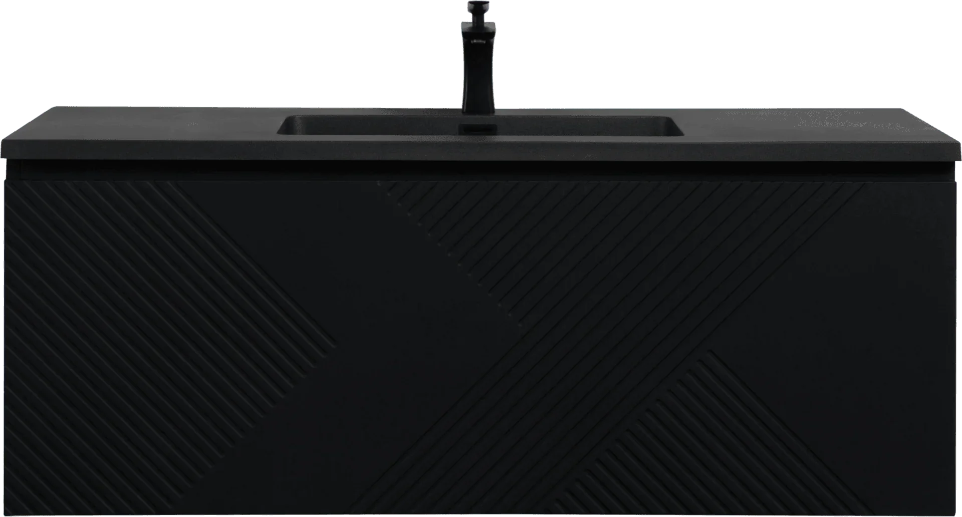 48" Black Wall Mount Bathroom Vanity with Black Engineered Quartz Countertop-Migration_Bathroom Vanities-DECOROLALA