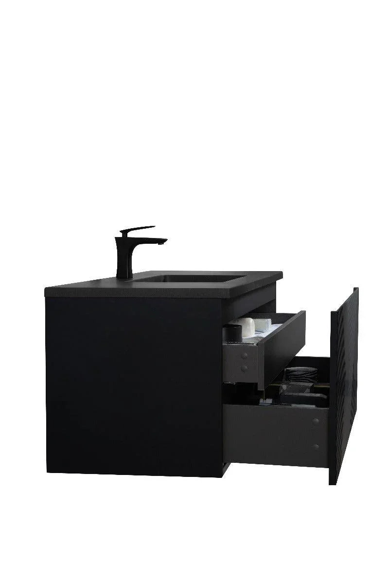 48" Black Wall Mount Bathroom Vanity with Black Engineered Quartz Countertop-Migration_Bathroom Vanities-DECOROLALA