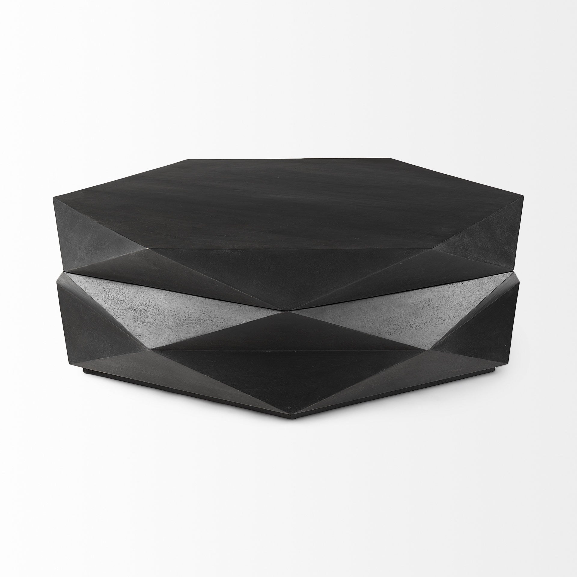 48" Black Wood Octagon Solid Coffee Table-Coffee Tables-DECOROLALA