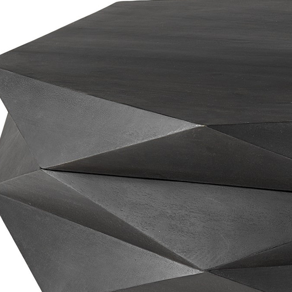 48" Black Wood Octagon Solid Coffee Table-Coffee Tables-DECOROLALA