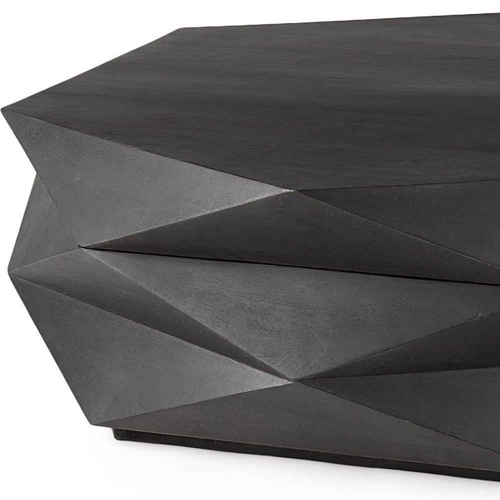 48" Black Wood Octagon Solid Coffee Table-Coffee Tables-DECOROLALA