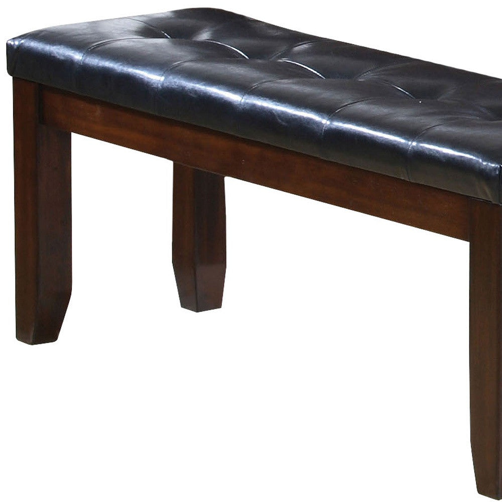 48" Black and Brown Upholstered PU Leather Bench-Benches-DECOROLALA