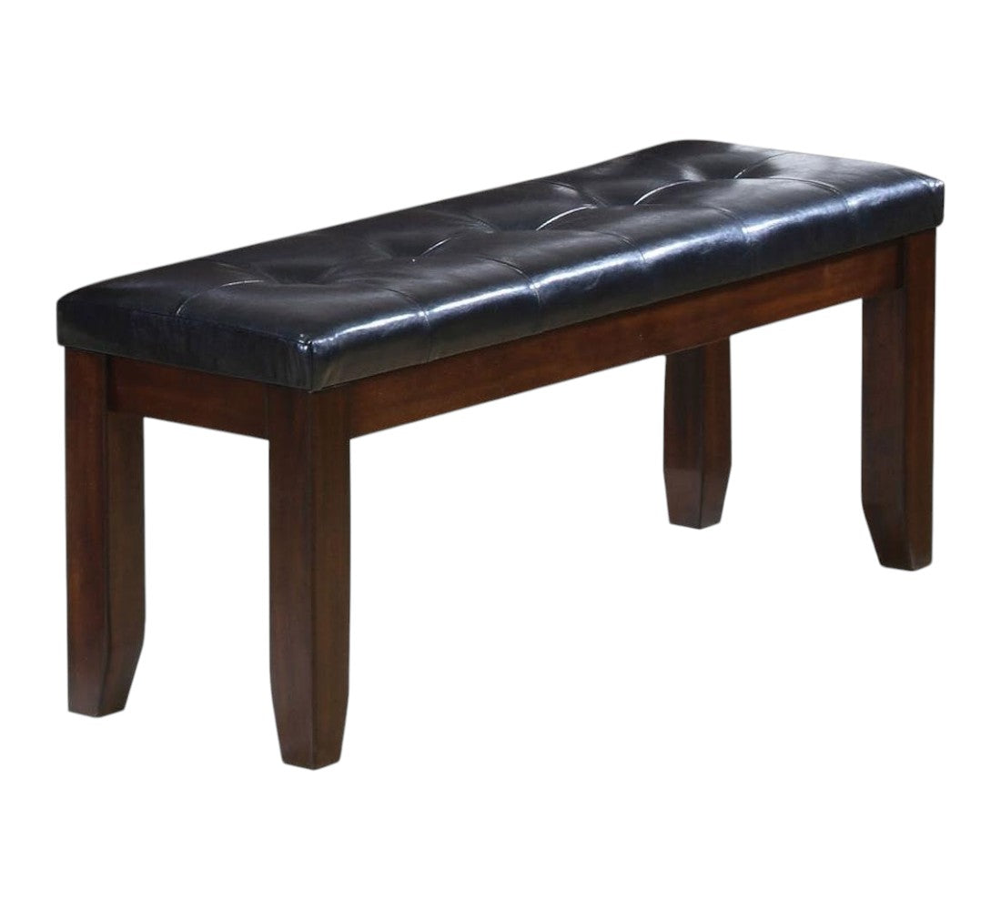 48" Black and Espresso Faux Leather Upholstered Bench-Benches-DECOROLALA