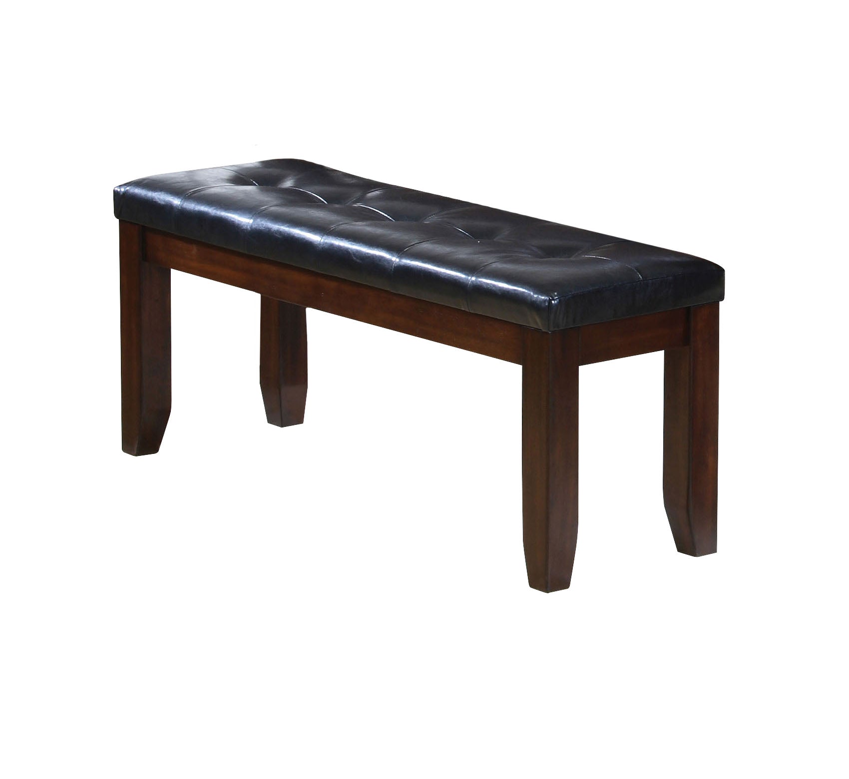 48" Black and Espresso Faux Leather and Wood Upholstered Bench-Benches-DECOROLALA