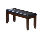 48" Black and Espresso Faux Leather and Wood Upholstered Bench-Benches-DECOROLALA