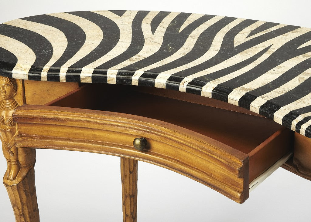 48" Black and White and Brown Kidney Writing Desk-Desks-DECOROLALA