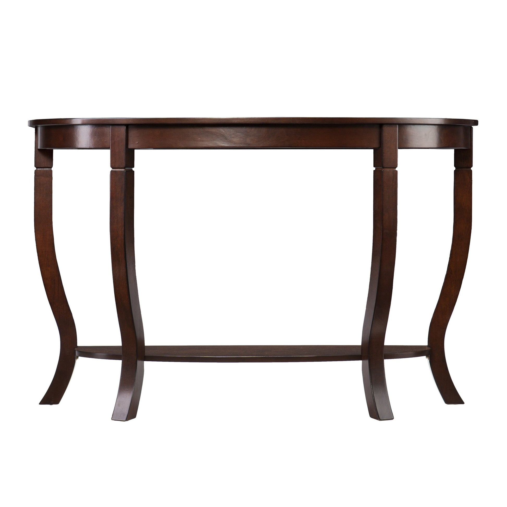 48" Brown Half Circle Console Table With Storage-Console Tables-DECOROLALA