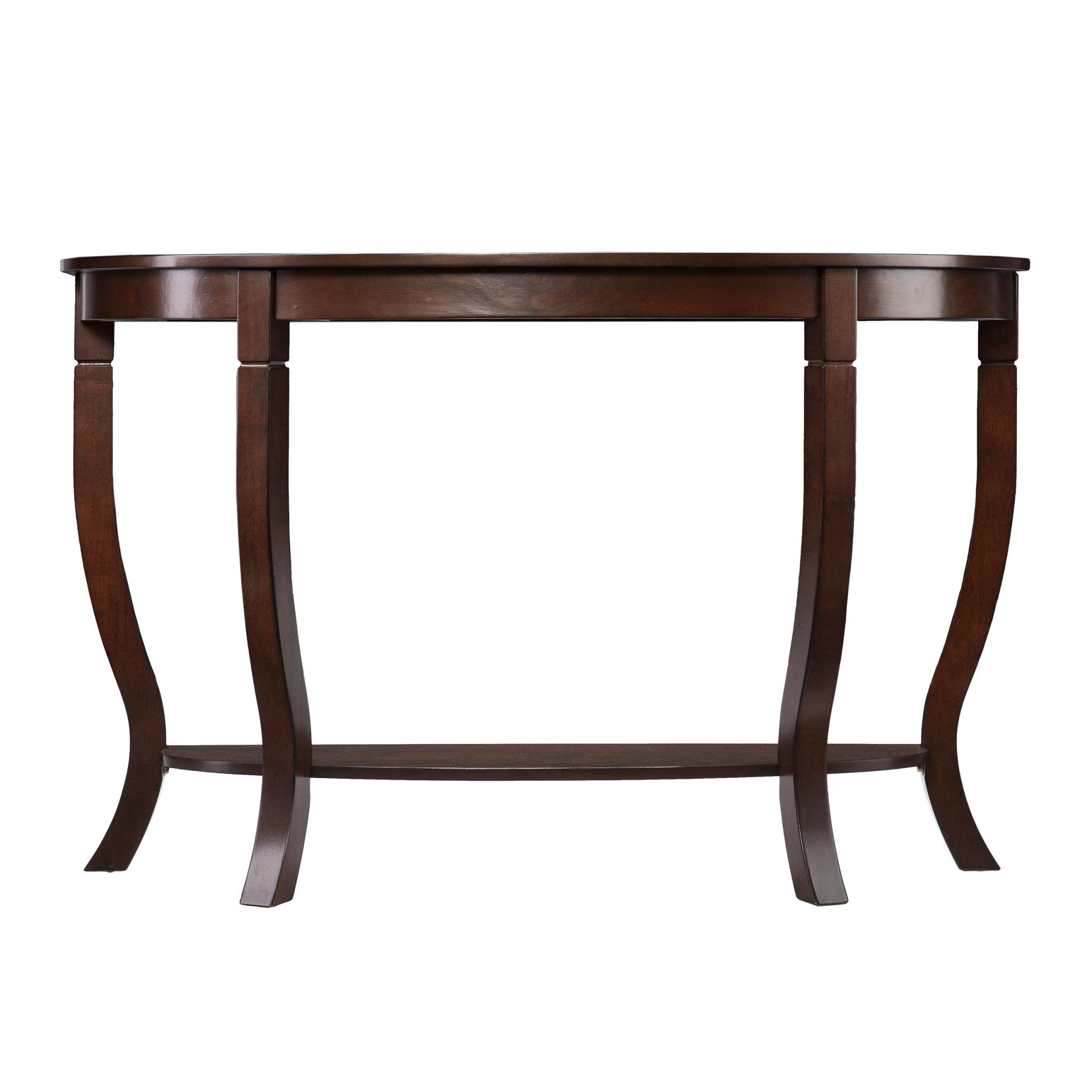 48" Brown Half Circle Console Table With Storage-Console Tables-DECOROLALA
