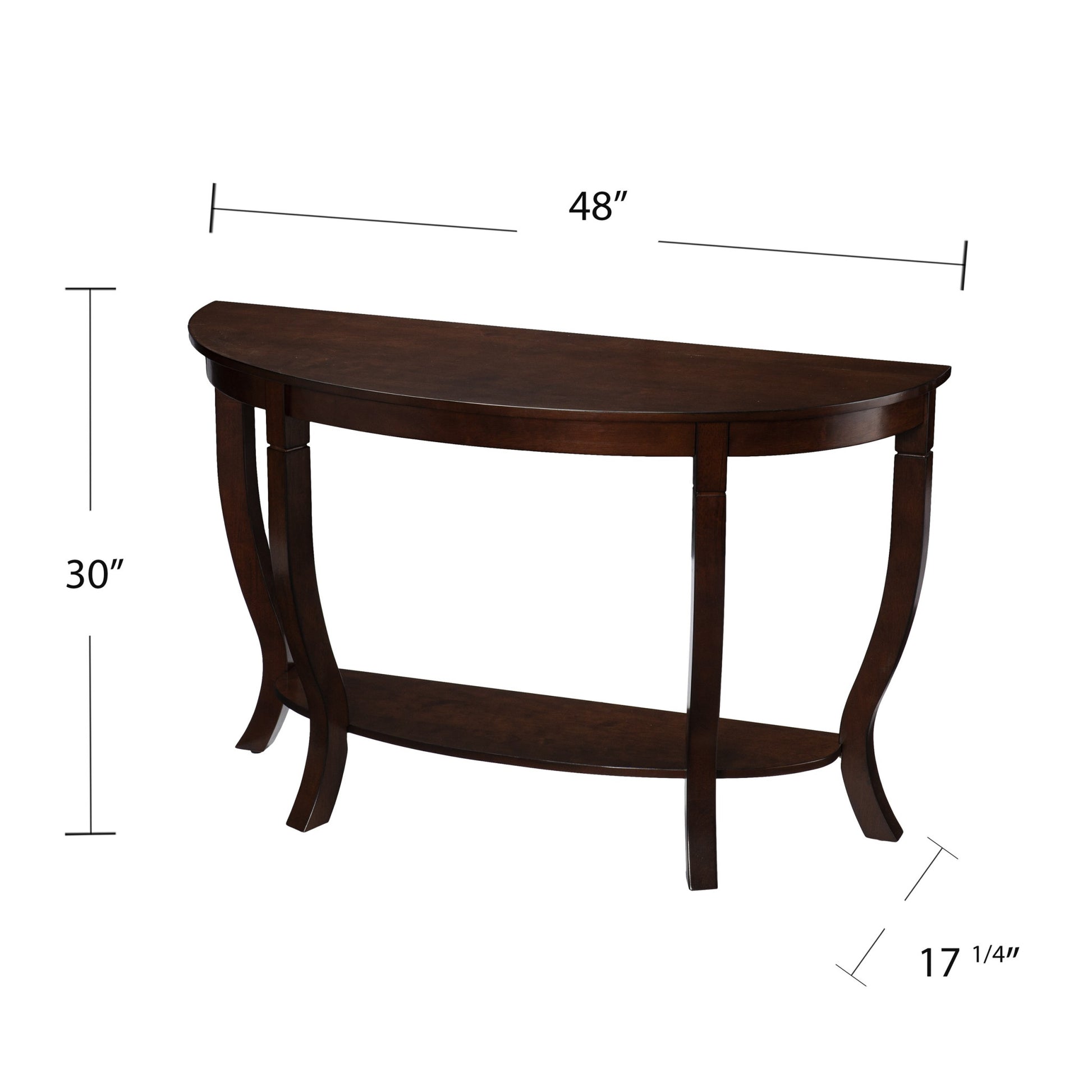 48" Brown Half Circle Console Table With Storage-Console Tables-DECOROLALA