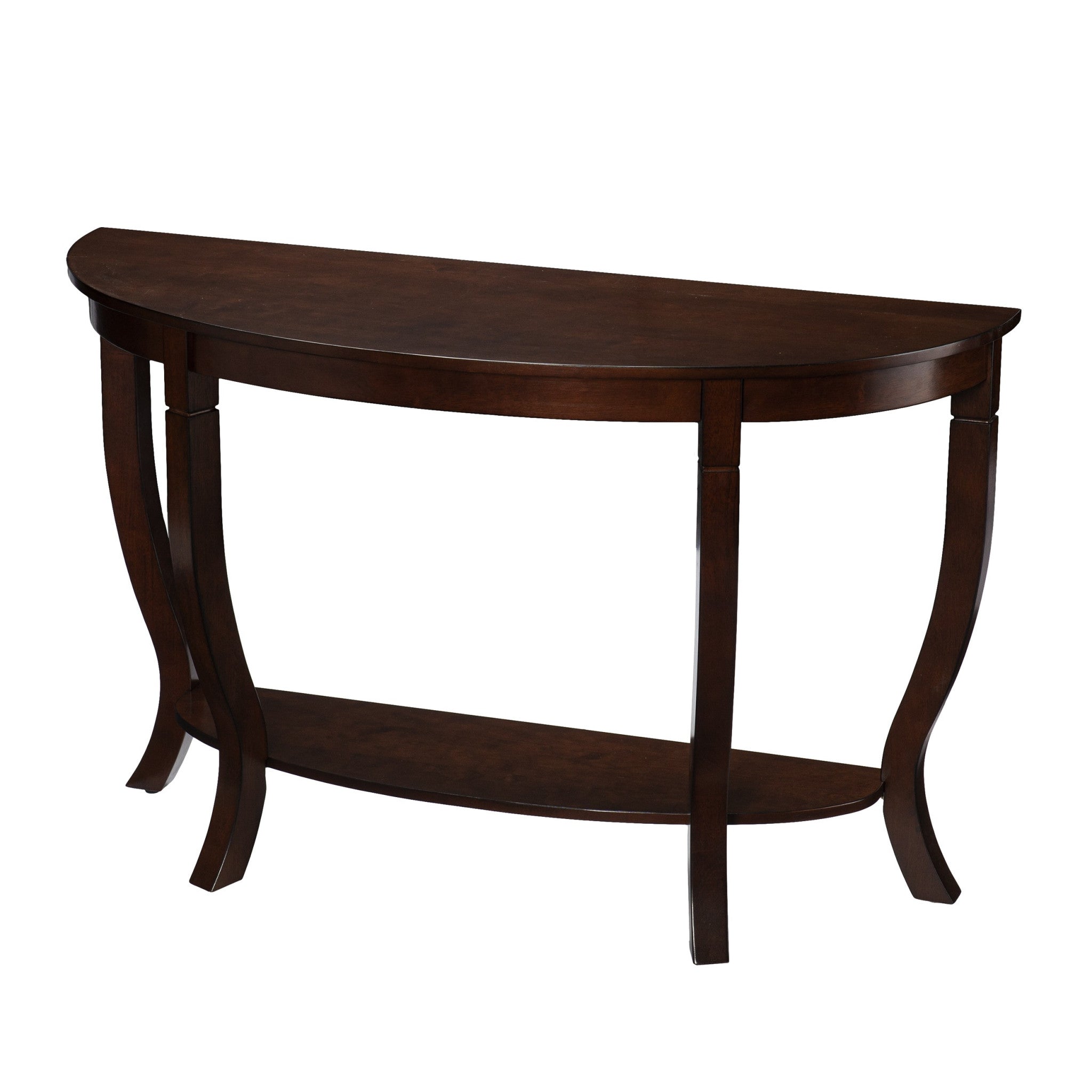 48" Brown Half Circle Console Table With Storage-Console Tables-DECOROLALA