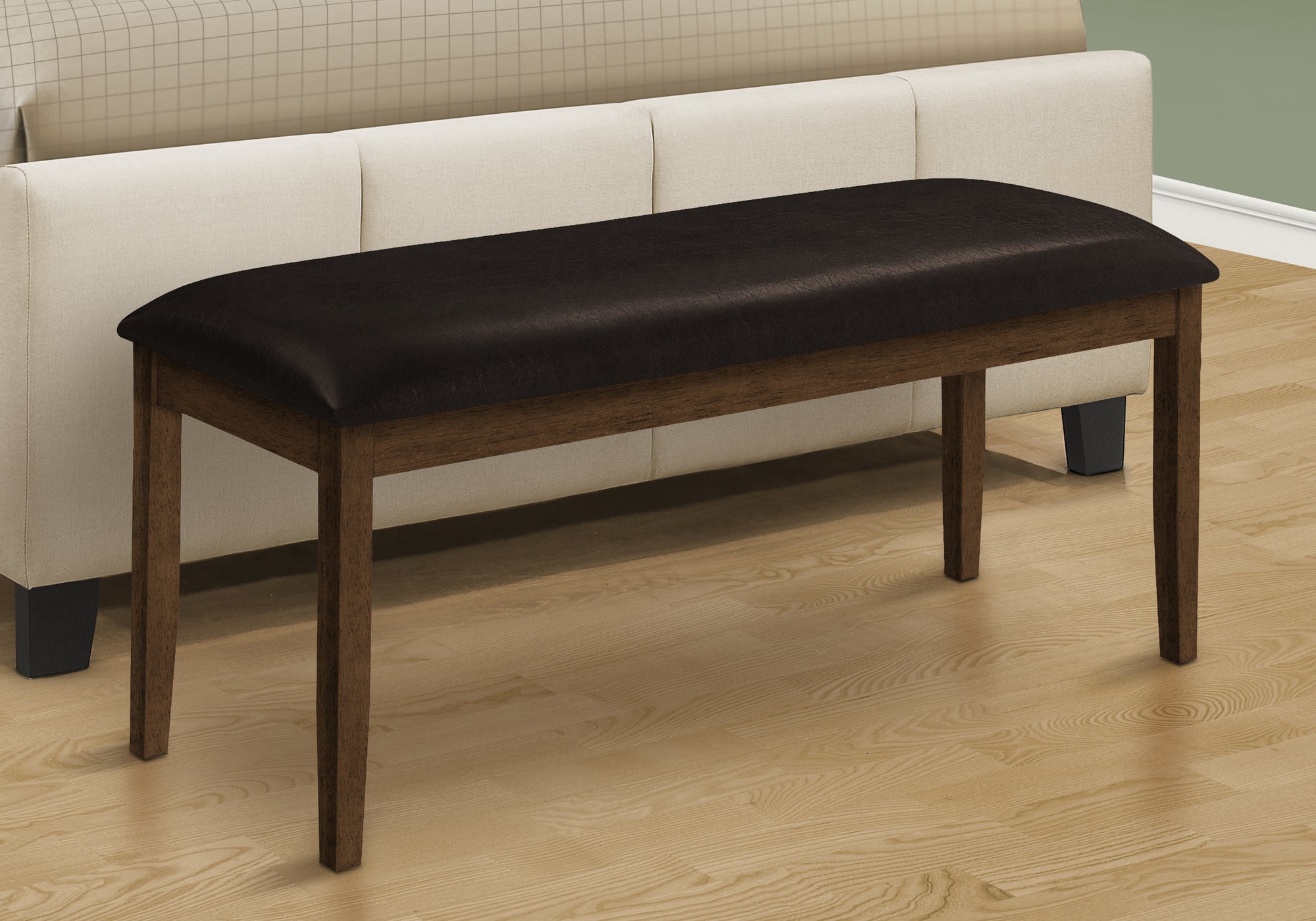 48" Brown Upholstered Wooden Bench-Bench-DECOROLALA