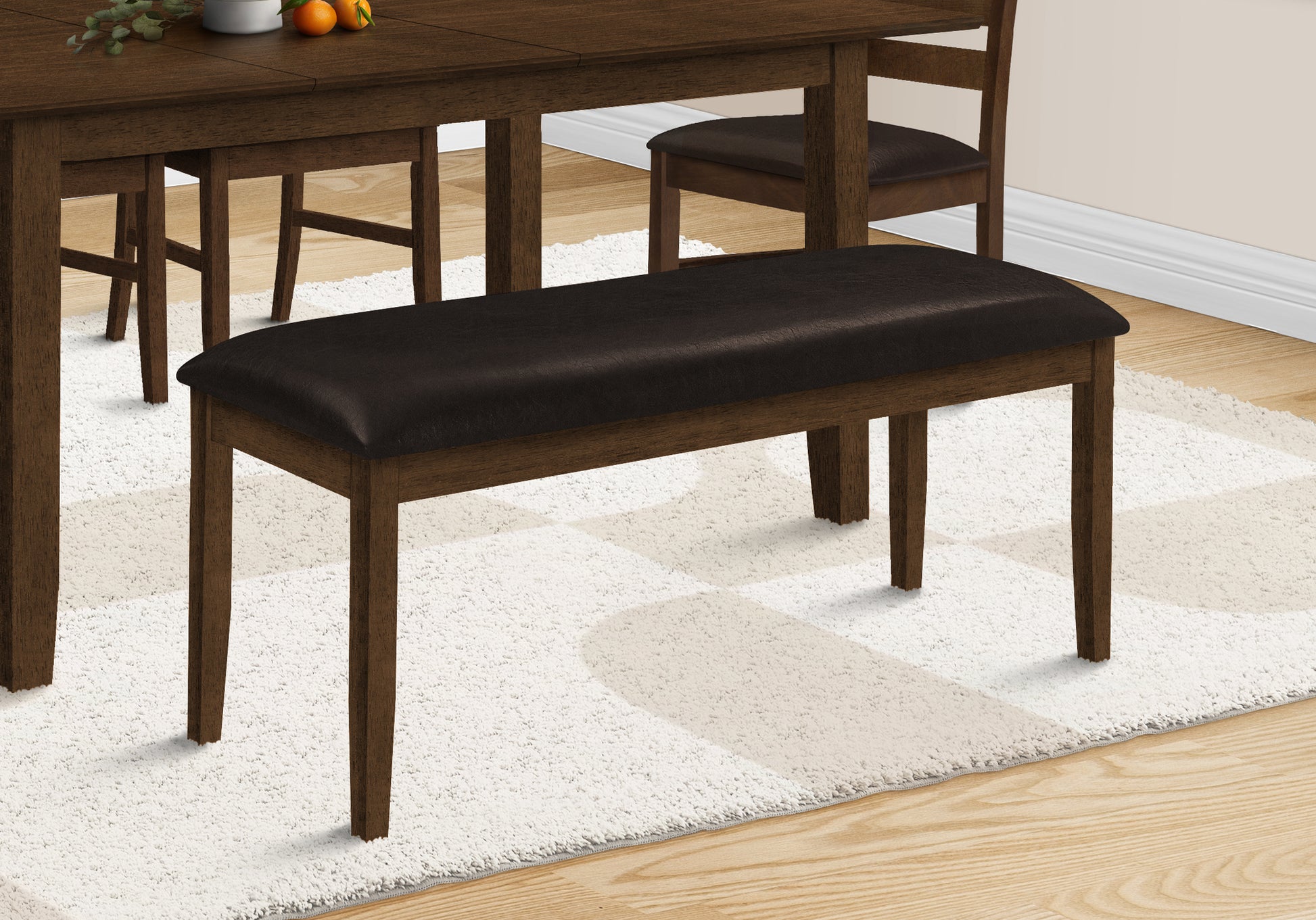 48" Brown Upholstered Wooden Bench-Bench-DECOROLALA