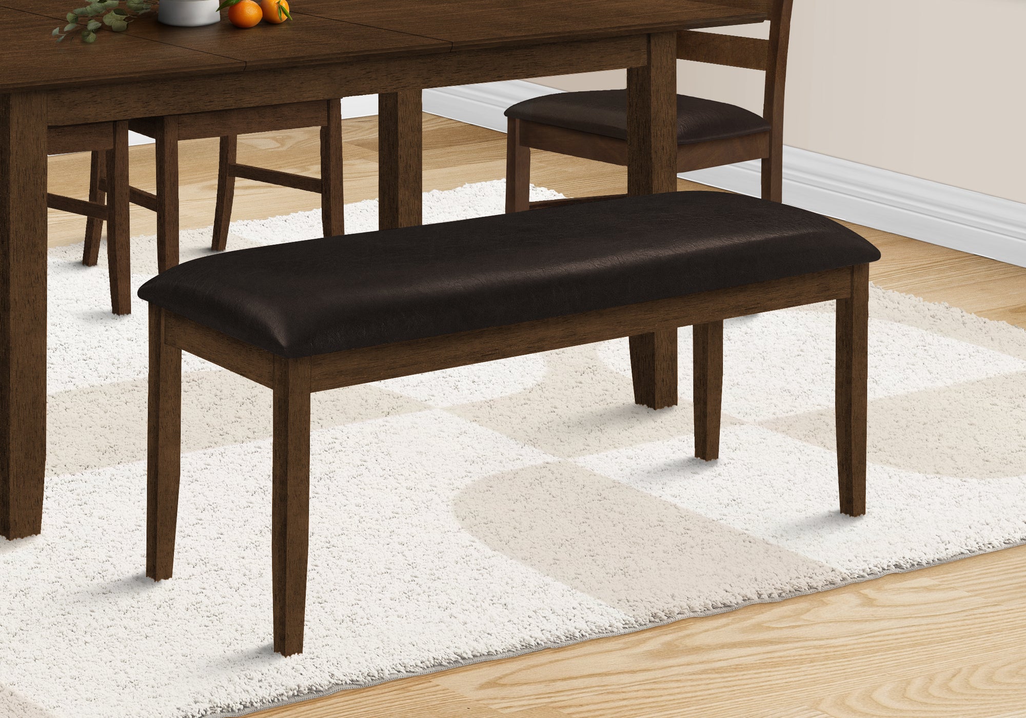 48" Brown Upholstered Wooden Bench-Bench-DECOROLALA