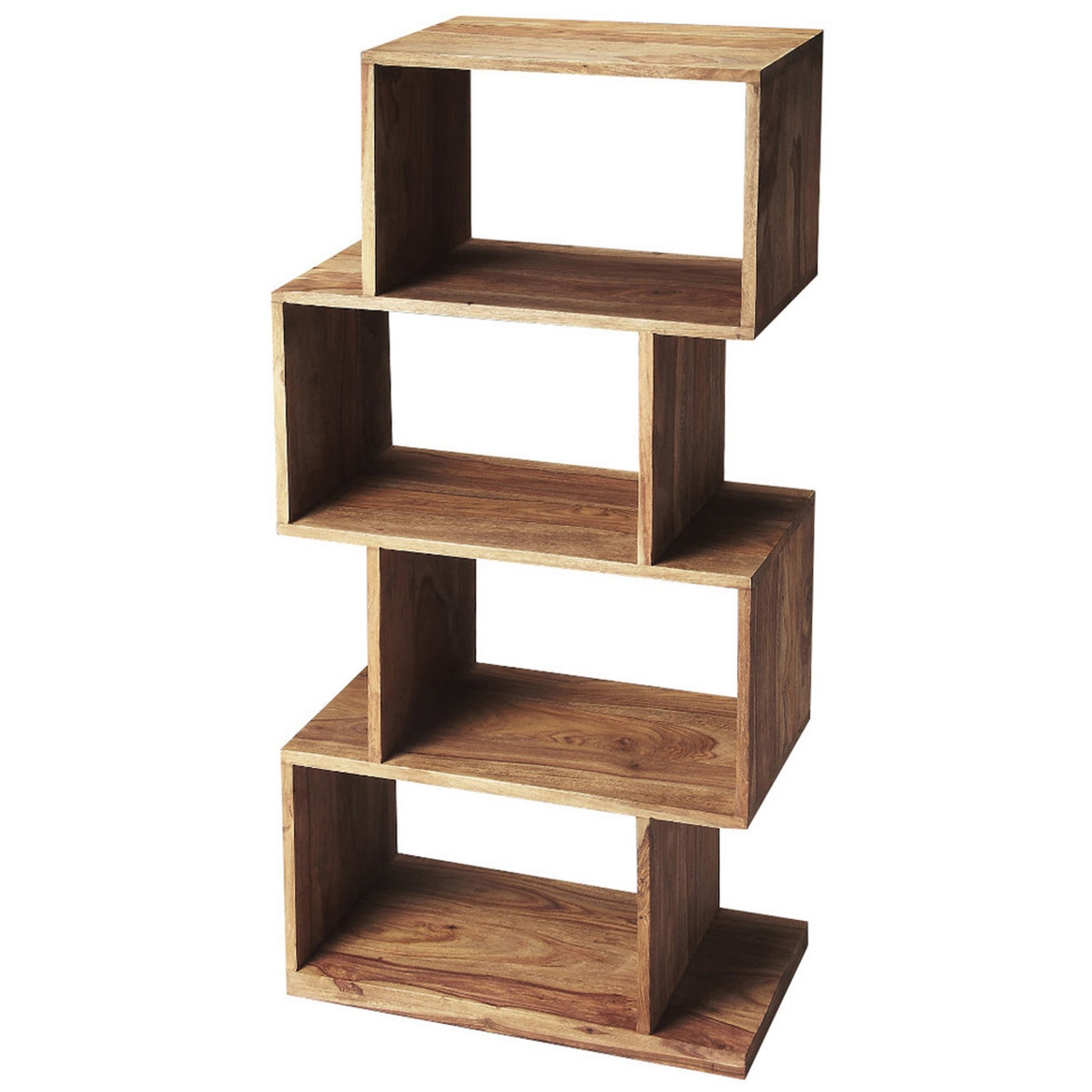48" Brown Wood Three Tier Bookcase-Bookcases-DECOROLALA