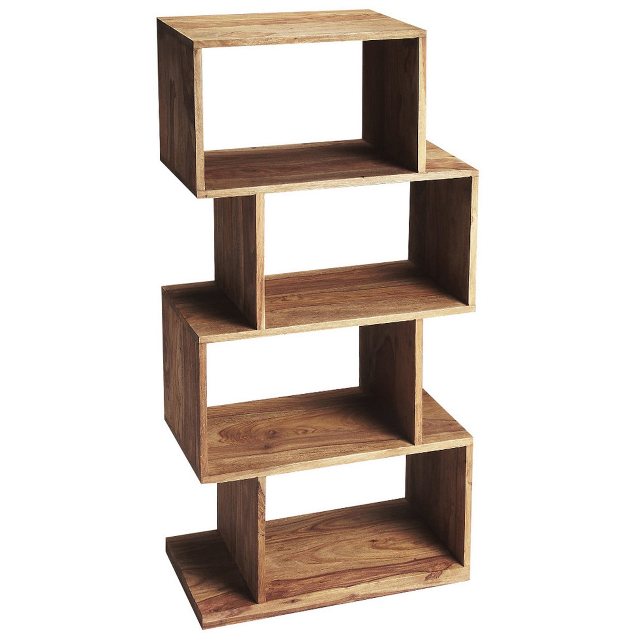 48" Brown Wood Three Tier Bookcase-Bookcases-DECOROLALA