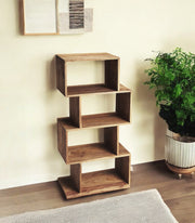 48" Brown Wood Three Tier Bookcase-Bookcases-DECOROLALA