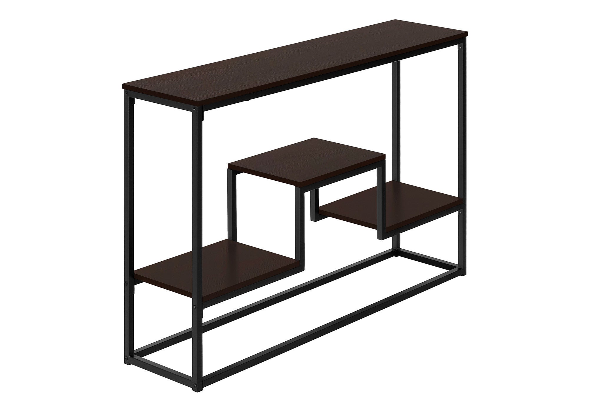 48" Brown and Black Frame Console Table With Shelves-Console Tables-DECOROLALA