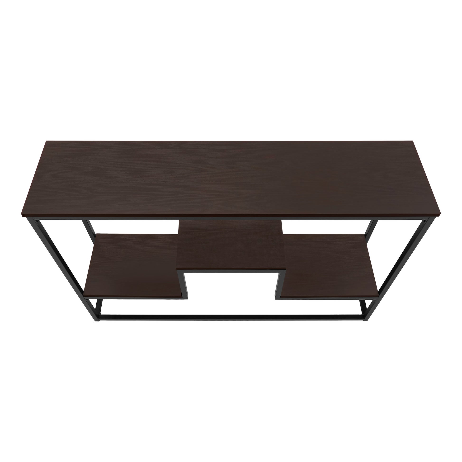 48" Brown and Black Frame Console Table With Shelves-Console Tables-DECOROLALA