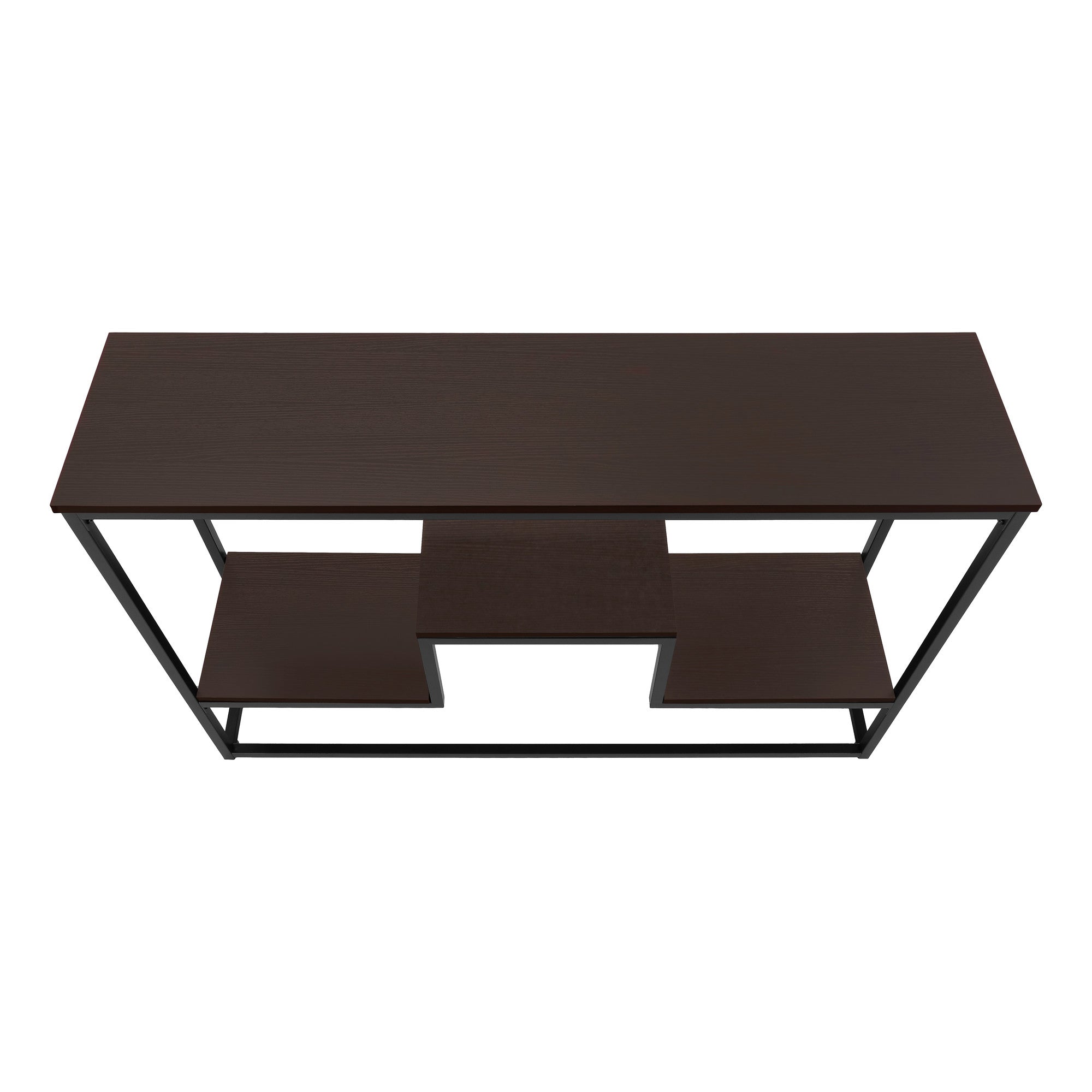 48" Brown and Black Frame Console Table With Shelves-Console Tables-DECOROLALA