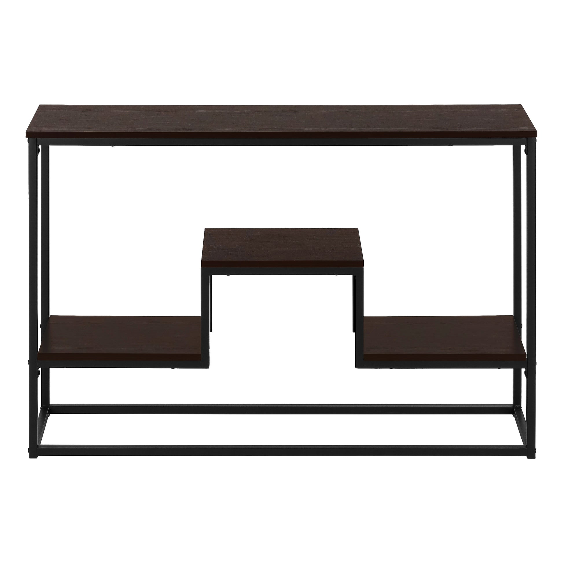 48" Brown and Black Frame Console Table With Shelves-Console Tables-DECOROLALA