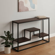 48" Brown and Black Frame Console Table With Shelves-Console Tables-DECOROLALA