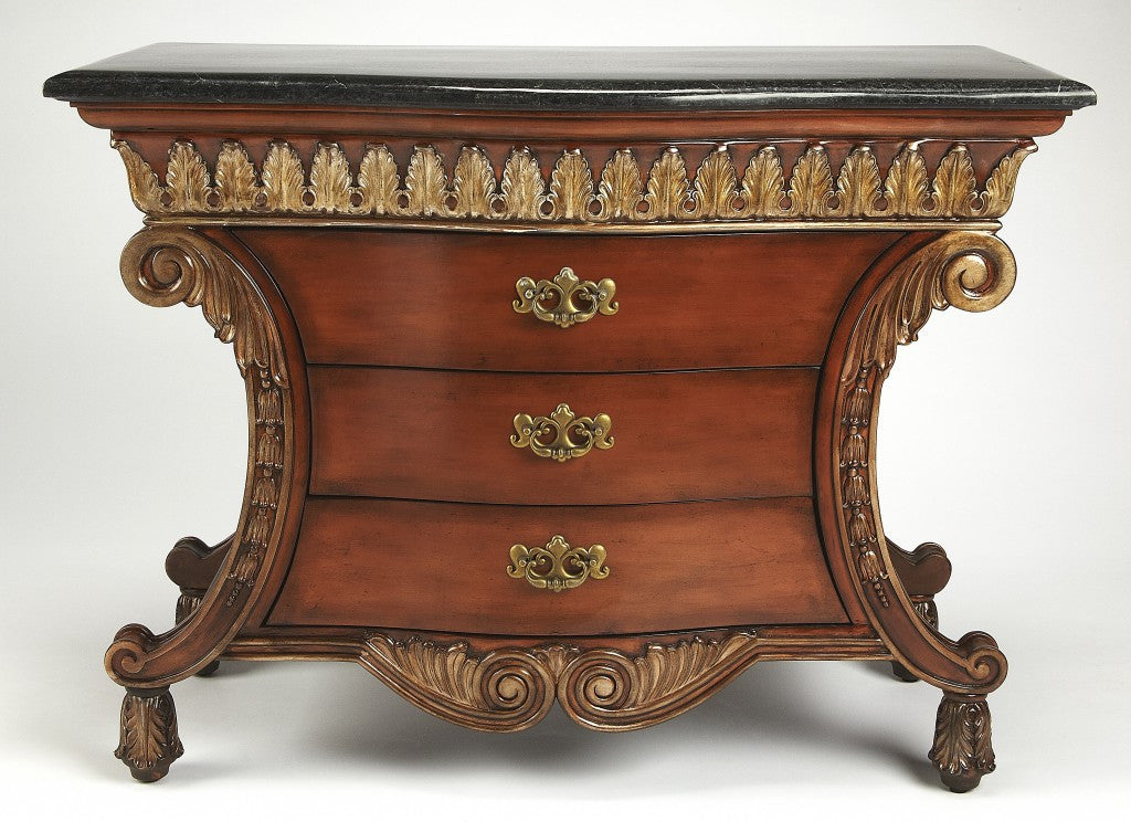 48" Brown and Black Solid Wood Three Drawer Sideboard-Sideboards-DECOROLALA