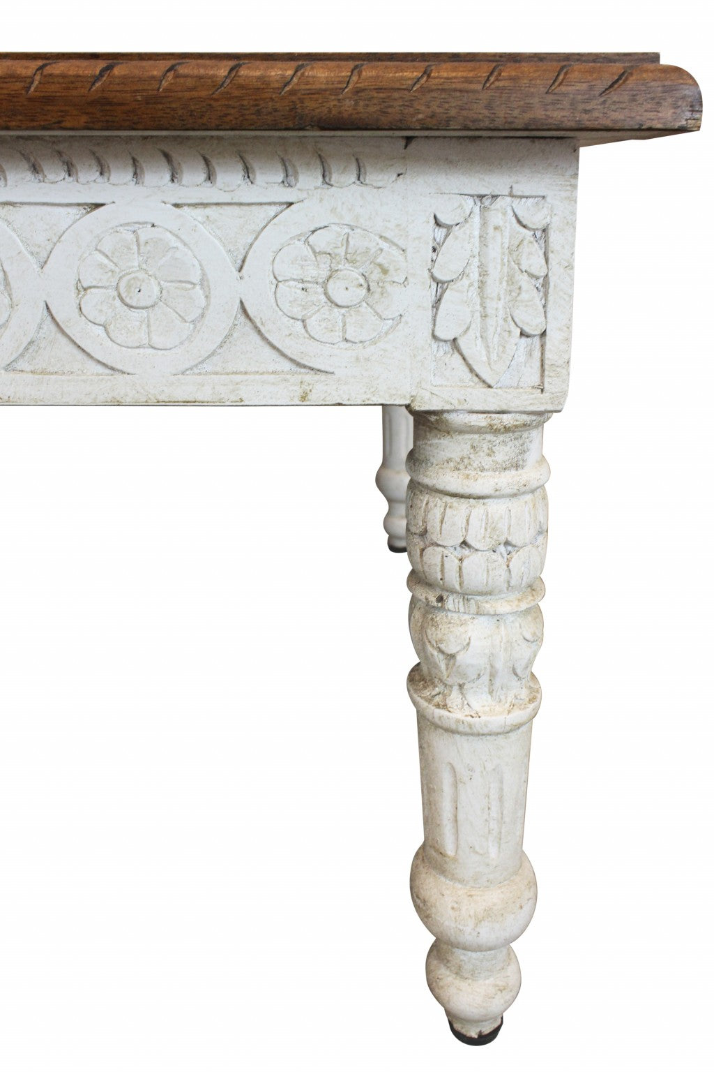 48" Brown and Ivory Solid Wood Coffee Table-Coffee Tables-DECOROLALA