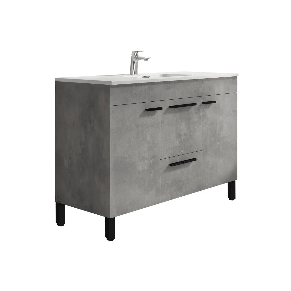 48" Cement Freestanding Single Sink Bathroom Vanity with White Ceramic Countertop Odessa-Migration_Bathroom Vanities-DECOROLALA