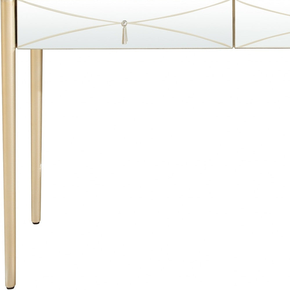 48" Champagne Mirrored Glass Console Table-Console Tables-DECOROLALA