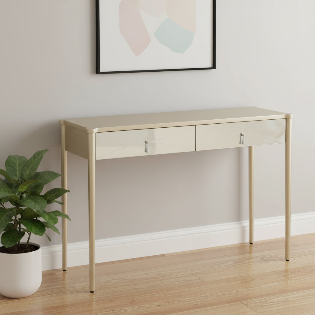 48" Champagne Mirrored Glass Console Table-Console Tables-DECOROLALA