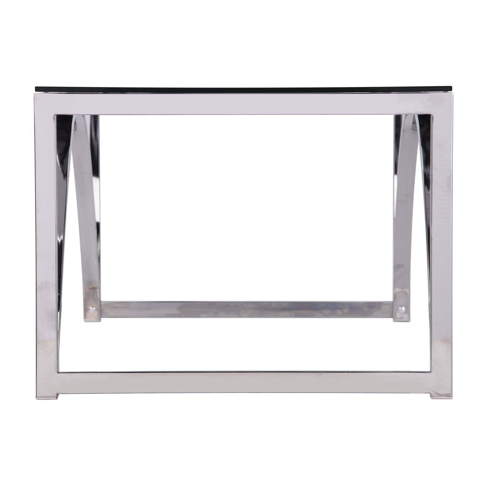 48" Chrome Glass And Metal Rectangular Coffee Table-Coffee Tables-DECOROLALA