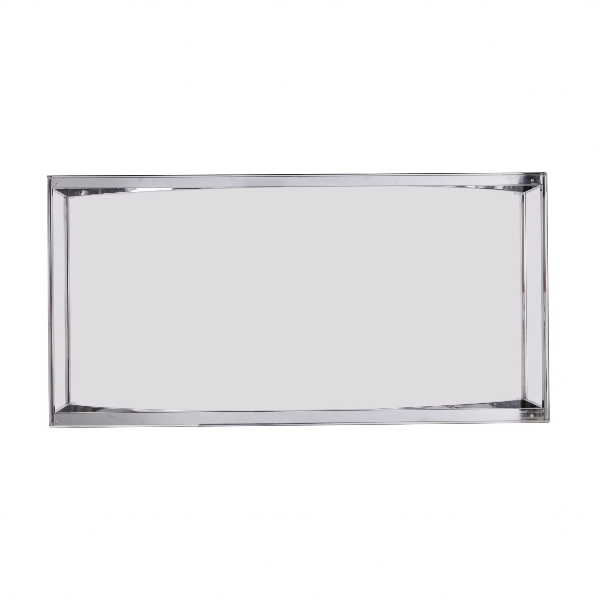 48" Chrome Glass And Metal Rectangular Coffee Table-Coffee Tables-DECOROLALA