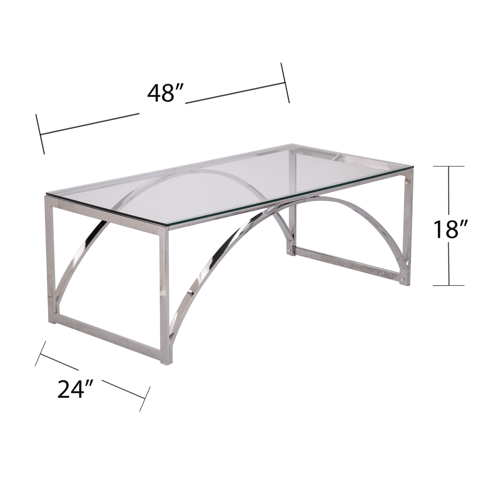 48" Chrome Glass And Metal Rectangular Coffee Table-Coffee Tables-DECOROLALA