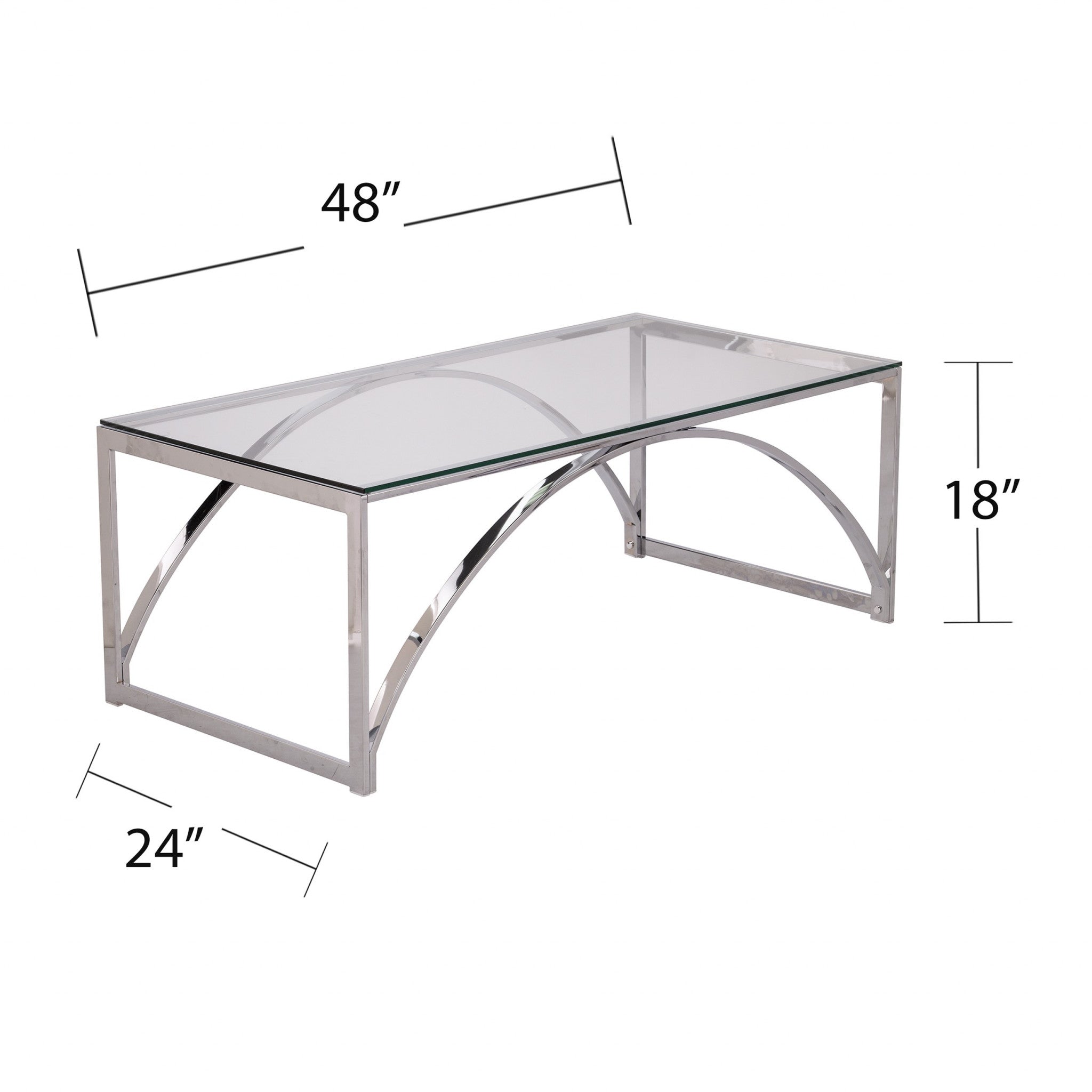 48" Chrome Glass And Metal Rectangular Coffee Table-Coffee Tables-DECOROLALA