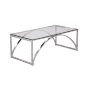 48" Chrome Glass And Metal Rectangular Coffee Table-Coffee Tables-DECOROLALA