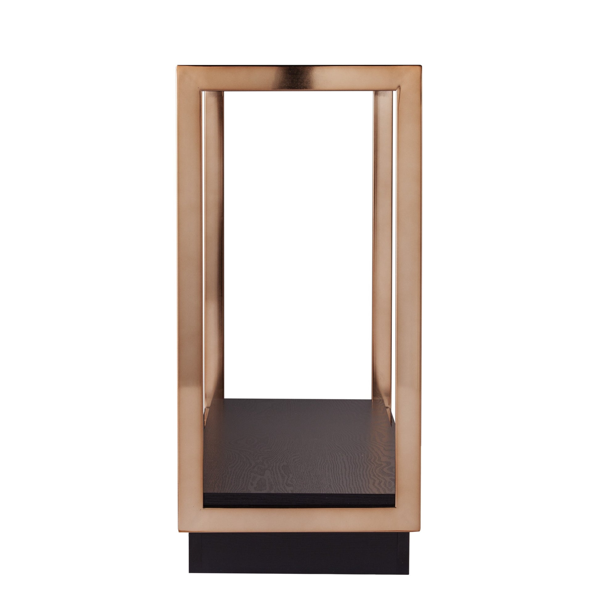 48" Clear Black and Champagne Glass Floor Shelf Console Table With Shelf-Console Tables-DECOROLALA