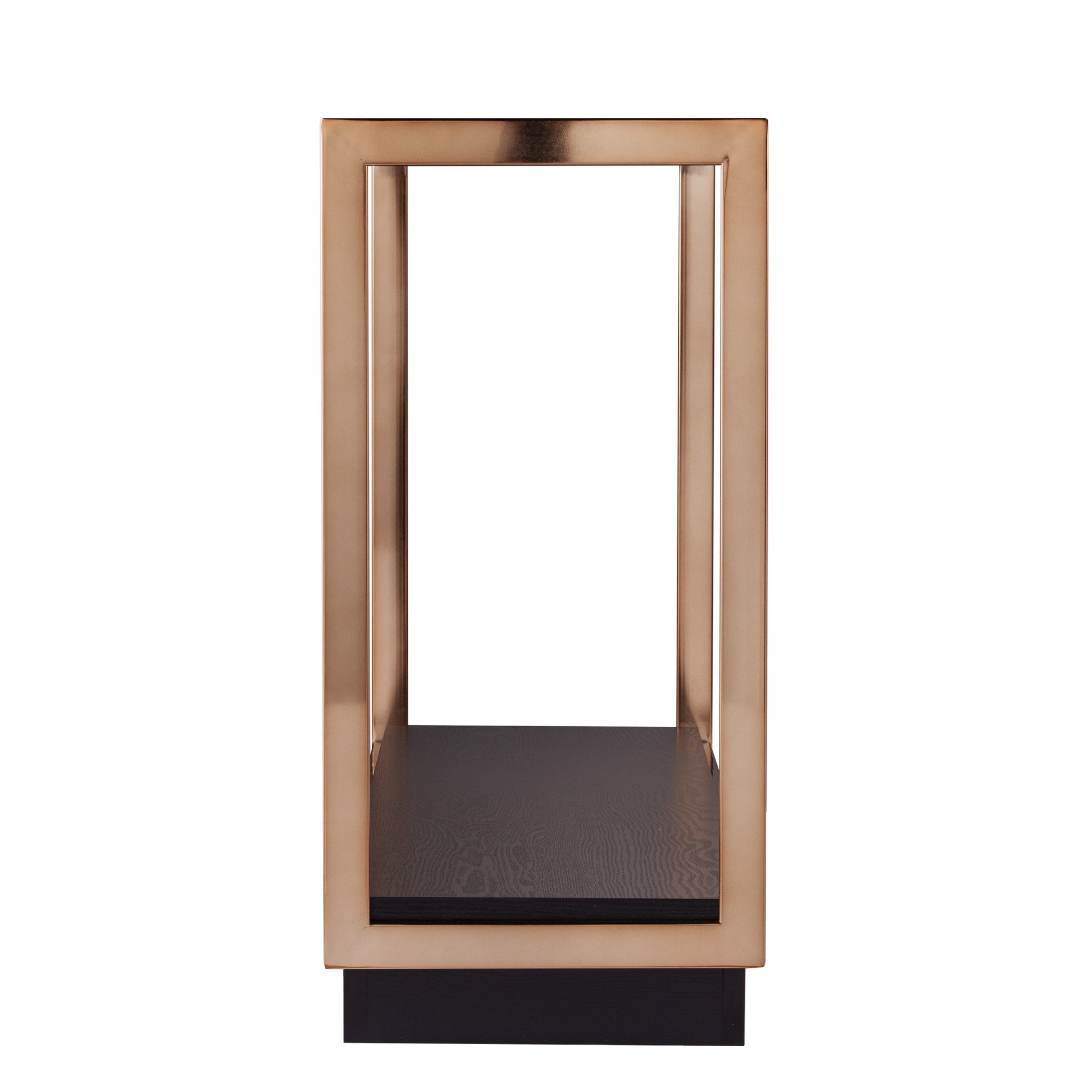 48" Clear Black and Champagne Glass Floor Shelf Console Table With Shelf-Console Tables-DECOROLALA