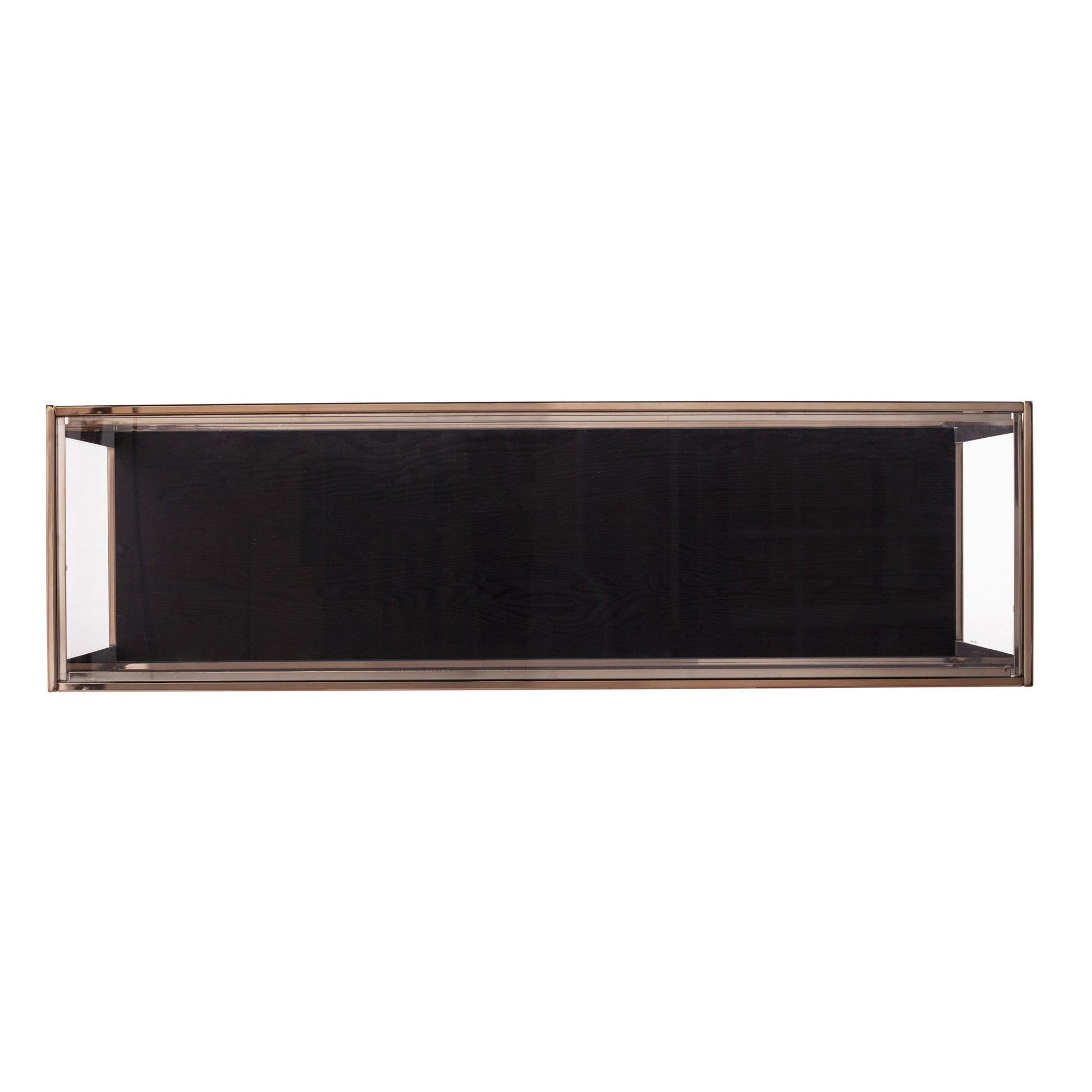 48" Clear Black and Champagne Glass Floor Shelf Console Table With Shelf-Console Tables-DECOROLALA