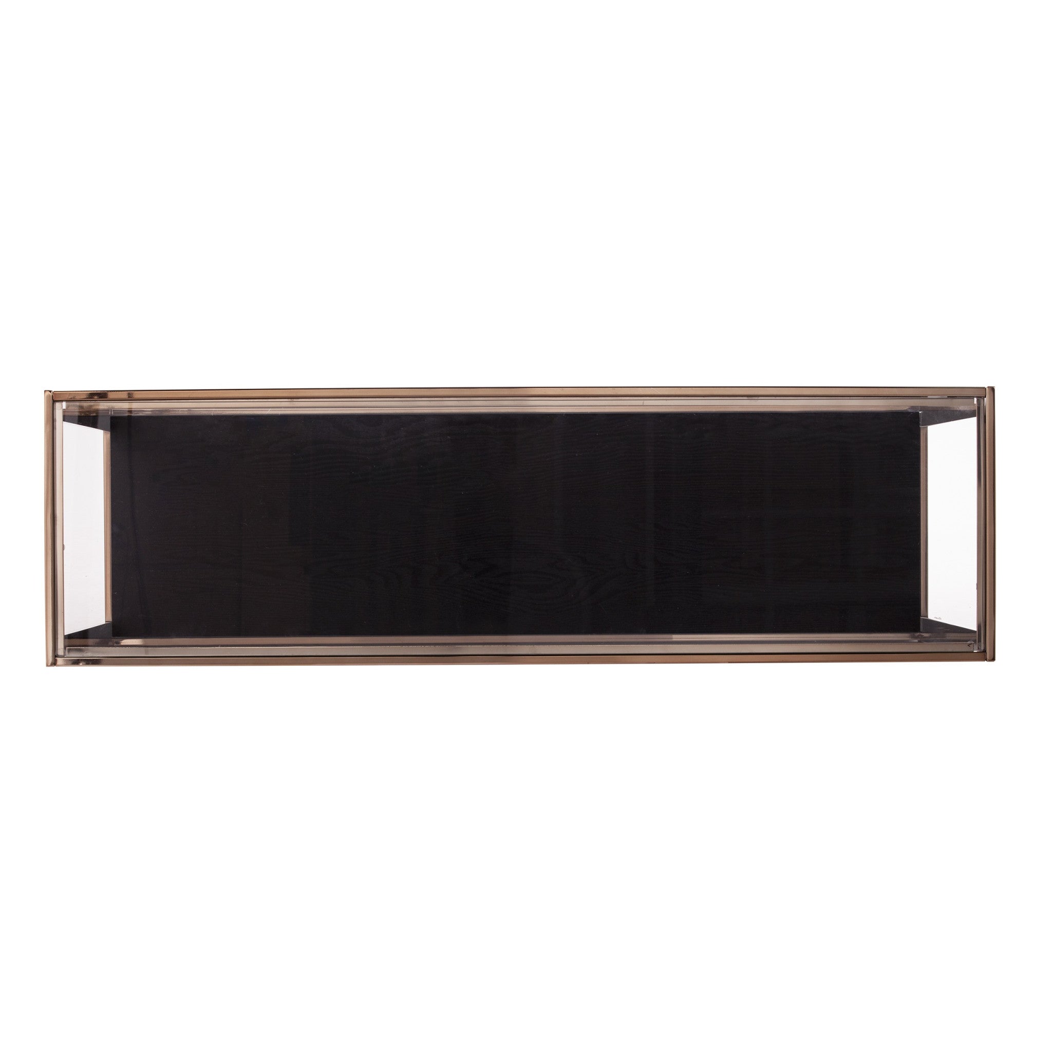 48" Clear Black and Champagne Glass Floor Shelf Console Table With Shelf-Console Tables-DECOROLALA