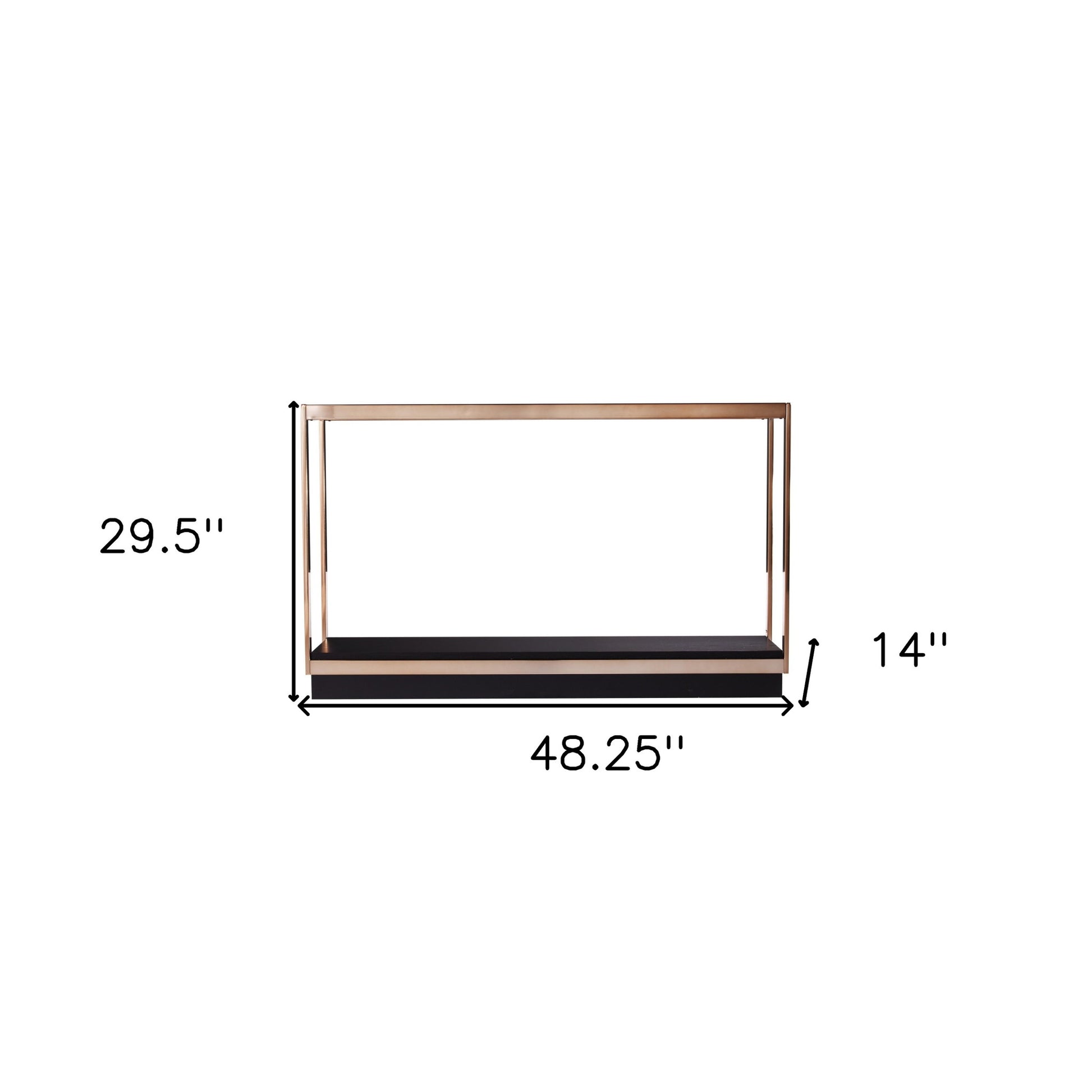 48" Clear Black and Champagne Glass Floor Shelf Console Table With Shelf-Console Tables-DECOROLALA