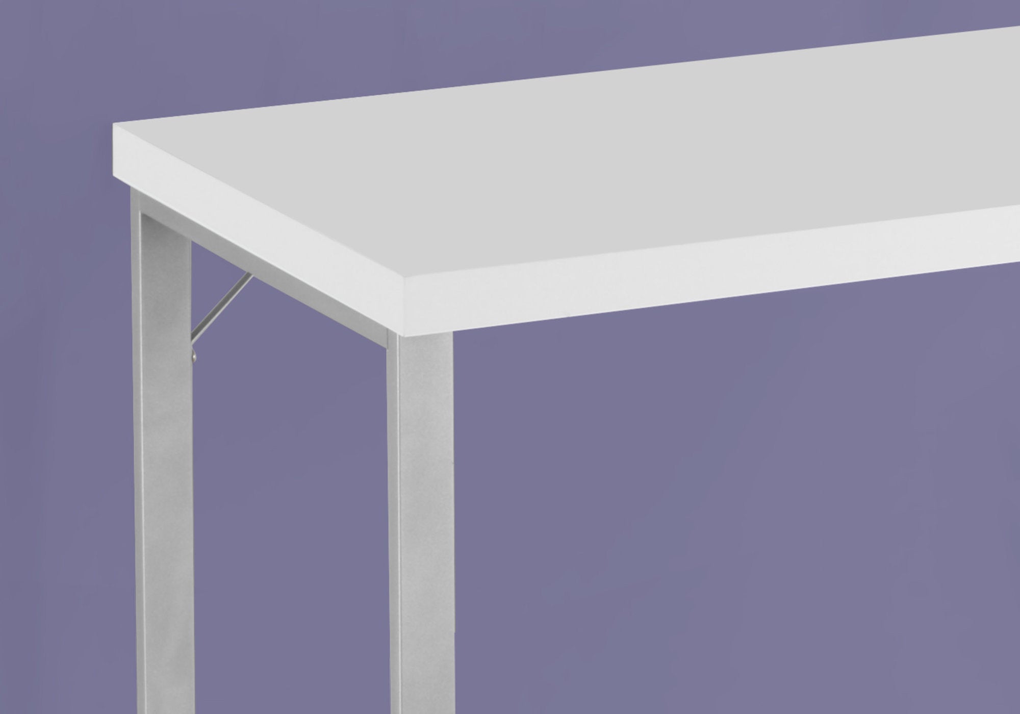 48" Computer Desk - White Laminate, Grey Metal Frame-Computer Desk-DECOROLALA