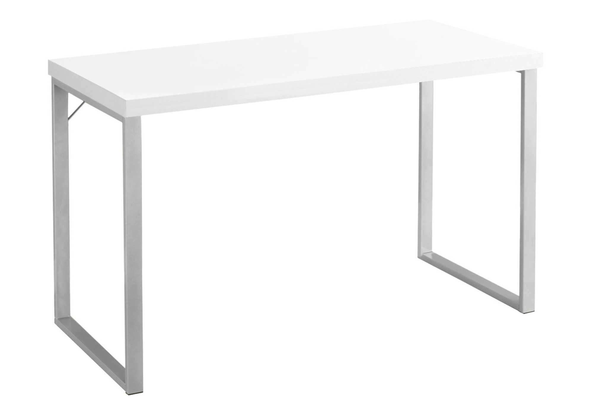 48" Computer Desk - White Laminate, Grey Metal Frame-Computer Desk-DECOROLALA