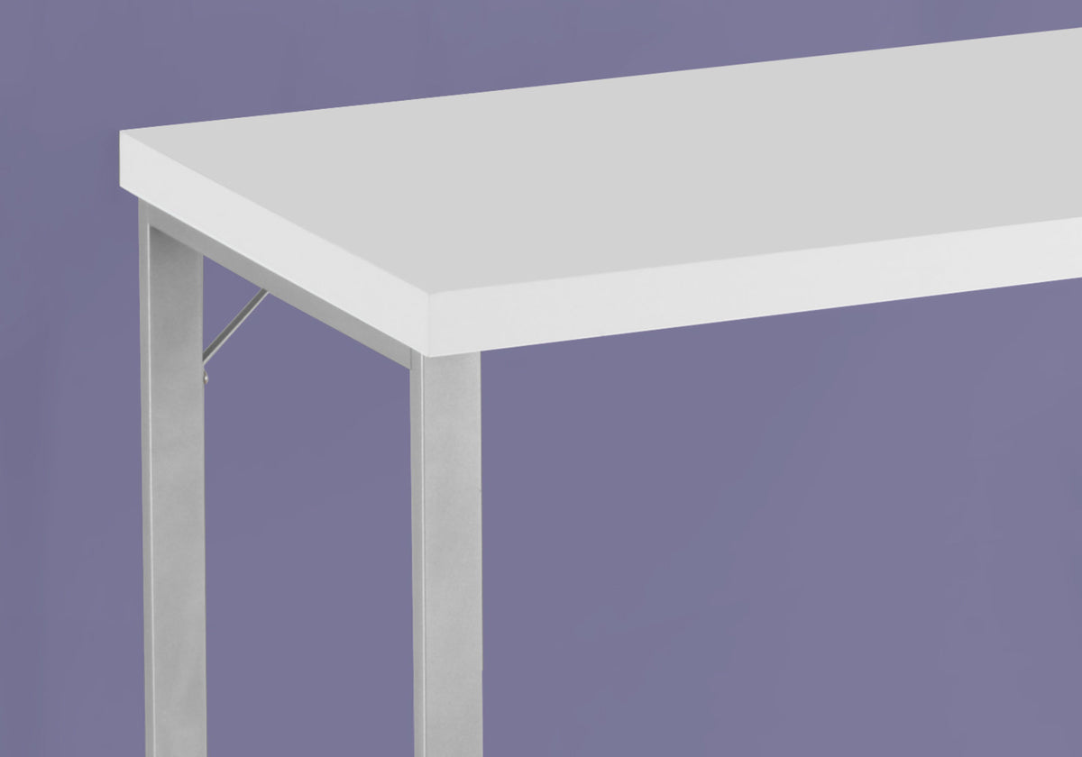48" Computer Desk - White Laminate, Grey Metal Frame-Computer Desks-DECOROLALA